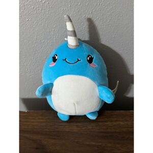 Yummeez Blue Narwhal Plush Stuffed Animal Toy Cute Peek-A-Boo Toys 7 inch